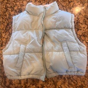Double zero teal cropped puffer vest